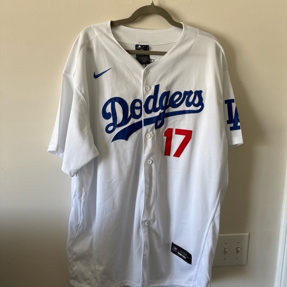 Nike Dodgers White Jersey with Blue and Red Accents